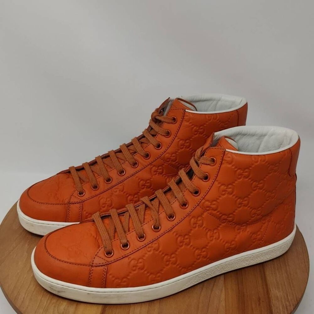Gucci Orange Embossed High-Top Sneakers - Picture 12 of 12